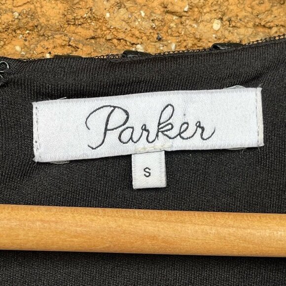 PARKER   LEATHER STRIPE DRESS SMALL - Picture 4 of 10